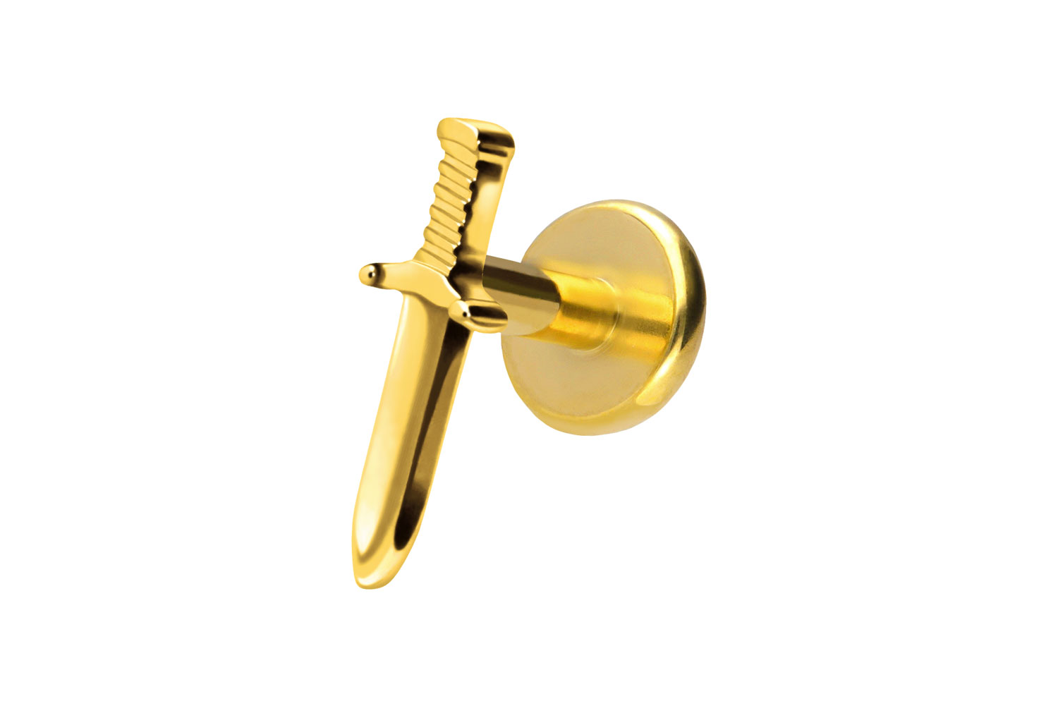 Titan Labret Piercing mit Push Fit SCHWERT